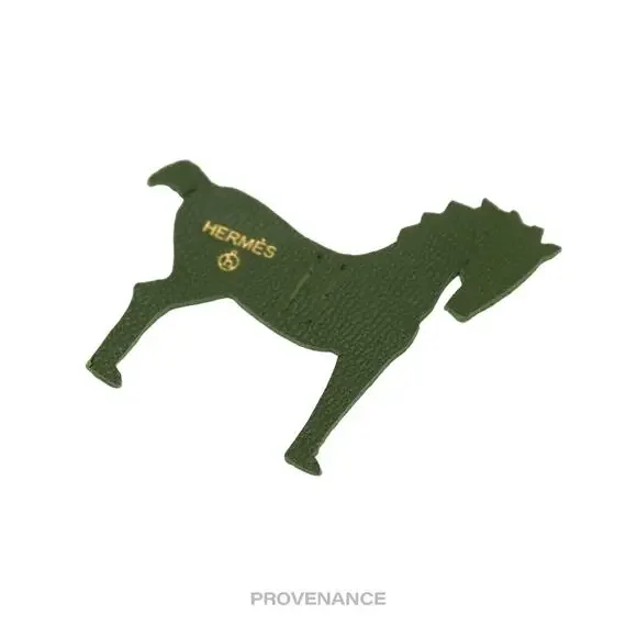 🔴 Hermes petit "h" Ribbon Horse Charm - Green Mysore - Picture 3 of 3